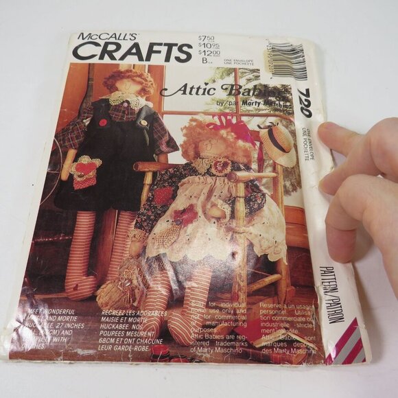 McCalls 720 Attic Babies Craft 27" Doll Sewing Pattern Boy & Girl UNCUT - Picture 2 of 13